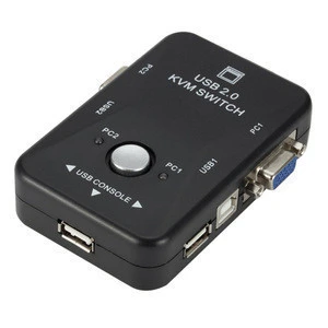 2 Port USB 2.0 KVM Switch VGA/SVGA Splitter Box HUB Selector Adapter Connects Printer Keyboard Mouse Monitor