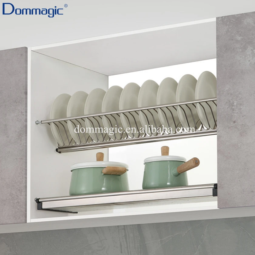 2 Tiers Stainless Steel Wall Mounted Dish Rack for Kitchen