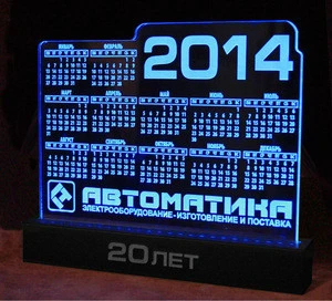 2014 hot sale acrylic LED desktop clear calendar from shenzhen