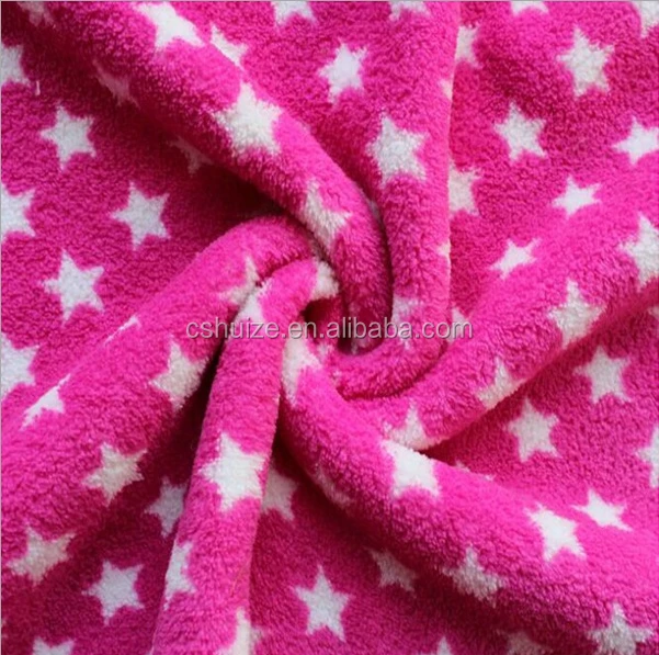 2016 hot sale star printed coral fleece fabric