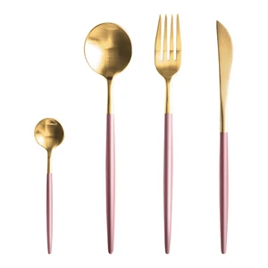 2020  gold stainless steel cutlery sets fashion  plated flatware sets