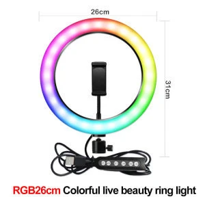 2020 New Arrival Dimmable RGB Photographic Light 20 color  Led 10inch Ring Light With 19cm Tripod For Youtube