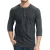 Import 2021 new solid color raglan sleeve mens casual sports t-shirt fashion three-quarter sleeve henry collar T from China