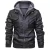 Import 2023 spot zipper digging bag black youth lapel zipper winter straight hem hooded casual leather jacket from China