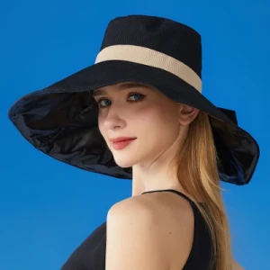 2024 Women Fashion Large Brim Bowknot Hat Summer Beach Bucket Hat