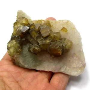 240g Natural Golden Baryte/Barite on Fluorite Mineral Specimen feng shui crystals healing stones for Collection Decoration Gift