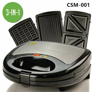 3 in 1 Electric Sandwich Maker With Detachable Non-Stick Waffle and Grill Plate, Press Breakfast Waffle Panini Toaster Maker