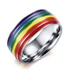 316L stainless steel gay man rainbow finger ring