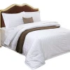 3cm satin stripe white bedding duvet cover set 100% cotton hotel bed linen sheet