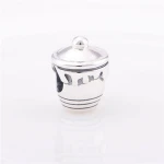 3D Cup Loose Beads For Sale Solid Sterling Silver Jewelry Charms Bracelets YZ047