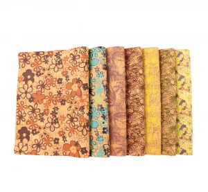 45*30CM Cognac coffee flower cork fabric leather sheet for clutch bags packaging toy suit