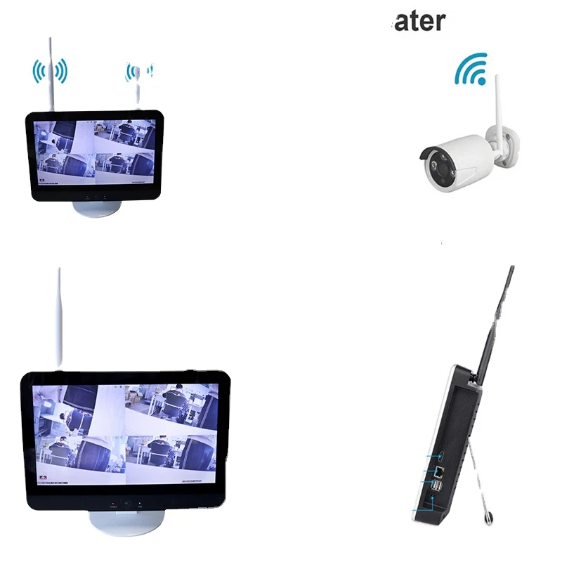 4CH WIFI NVR Kit Wireless CCTV Security Camera System 12.5" Monitor 1080P 960P Outdoor IP Camera P2P Video Surveillance Kits