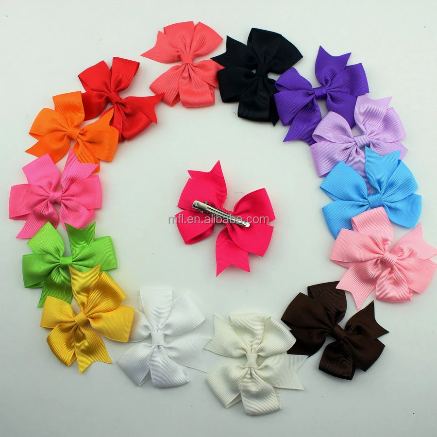 5 inch high quality grosgrain ribbon baby boutique hair bows WITH CLIP for children hair accessories 25pcs/lot