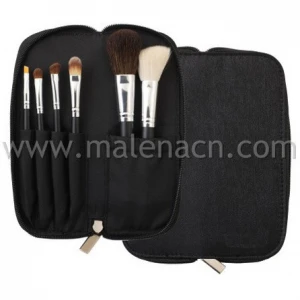 6PCS Travel Natural Hair Black Makeup Brush Set