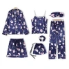 7 Suit Pijamas Set Femme Sexy Satin Lingerie Set Chemise Pajama For Women Silk Lades Pyjamas