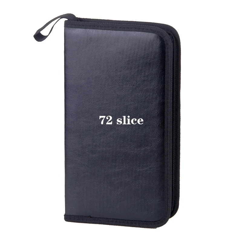 72 capacity pu leather black zipper personalized dvd case box