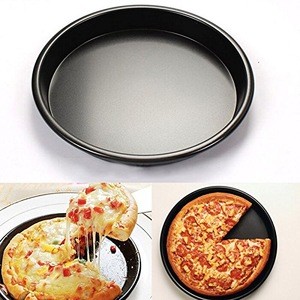8-inch Pizza Dish Baking Mold Super Shallow Non-Stick Carbon Steel Pizza Pan Bakeware 30mm Height