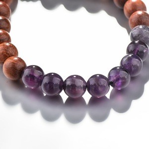 8mm Amethyst Beads Beaded Bracelet ,Wood Beads Bracelet,Braided Wood Bracelet For Women