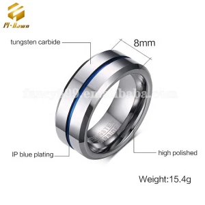 8MM Stainless Steel  Ring CNC Wedding Band Trendy Rainbow Groove Rings Jewelry  For Men