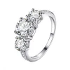 925 Pure Silver Jewelry Big Diamond Wedding Engagement Ring For Woman