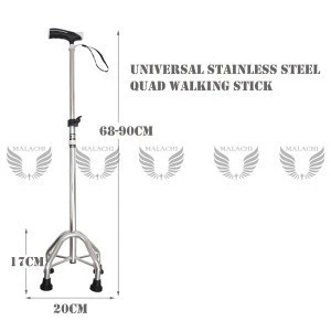 927 Heavy Duty Stainless Steel Plastic Quad Cane Walking Stick 4 Leg