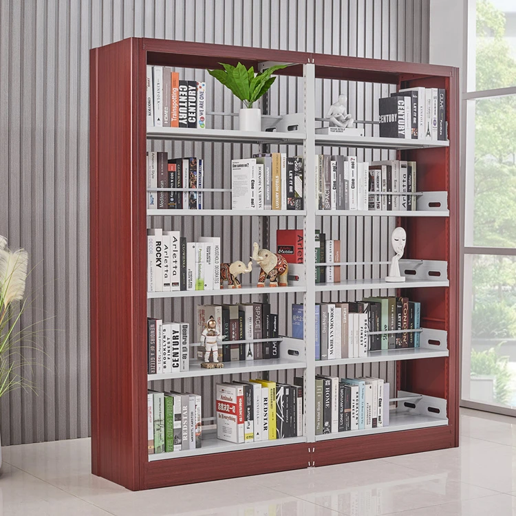 Accepted Customized Metal Library Reading Room Bookshelf In Wooden Color