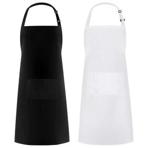 Adjustable Kitchen Bib Apron Waterdrop Resistant with 2 Pockets for Cooking