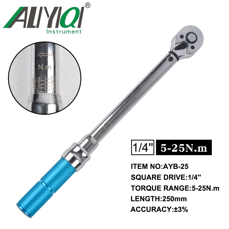 ALIYIQI AYB-25N 1/4 Preset Torque Wrench  chrome Hand Spanner Ratchet Wrench