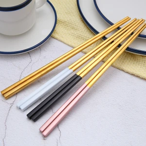 All square type 304 stainless steel plated chopsticks