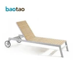 Aluminum Outdoor Pool Furniture Plastic Wood Sun Lounger Hotel Furniture Chaise Lounge
