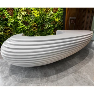 Amazing New Design White Oval Shape Pharmacy Reception Desk Wood Front Reception Counter Lobby Table Office