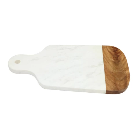 Amazon hot sell Real Acacia Wood and Marble Charcuterie Board Party Plate Tray with Handle