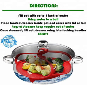 Amazon kitchen Helper Silicone Vegetable Steamer Basket, Red, 2 sizes,