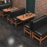 American Bar Style Restaurant Set Booth Restaurant Tables and Chairs Set Bar Furniture Bar Stool Set Chairs Solid Wood Modern