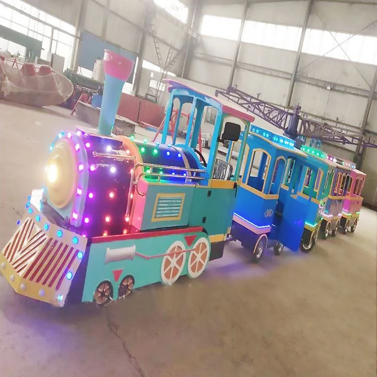 Amusement park kids rides trackless sightseeing train battery operated in mall