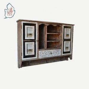 antique decorative wall wood carved cabinet with drawers