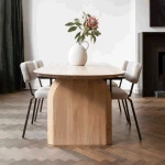 Atunus Nordic Minimalist Dining Room Antique Furniture Oval Solid Wood Wabi Sabi Dining Table 6 Seater Dinner Table Set