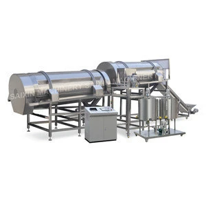 automatic puff snacks extrusion food  flavoring processing line equipment seasoning extruder coating machine