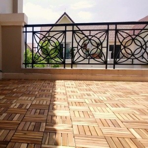 B4384 Acacia Wood Interlocking Deck Tiles, Plastic wood composite interlock deck tile or Plastic Decking Flooring Tiles