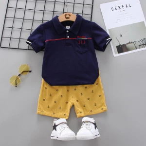 baby boys clothes short sleeve gentleman suit bow tie boy dress  clothes kids boy clothing sets polo shirt with short pants