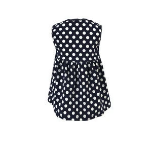 Baby girl cotton clothing flutter sleeve tops black &amp;white polka dots girls shirt
