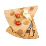 Bamboo Cheese Board Set with 3 Cheese Tools Stored in Hidden