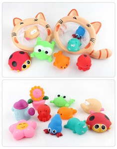 BBT003 Eco-Friendly Silicone cat shape baby bath fishing net playing bath toy for baby bathing and playing toys