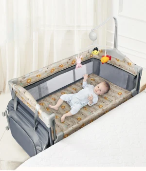Bedroom Furniture Bed Side Baby Crib, New Baby Wholesale Portable Baby Cot Bed/