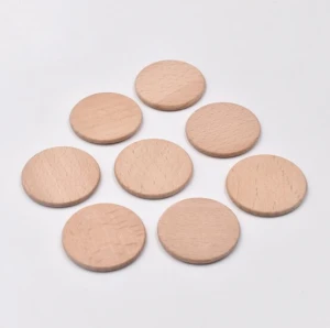 Beech Wood Token Wooden Round Disc Handicraft Trays Wooden  Customized  Craft Logo For Hobby and Craft