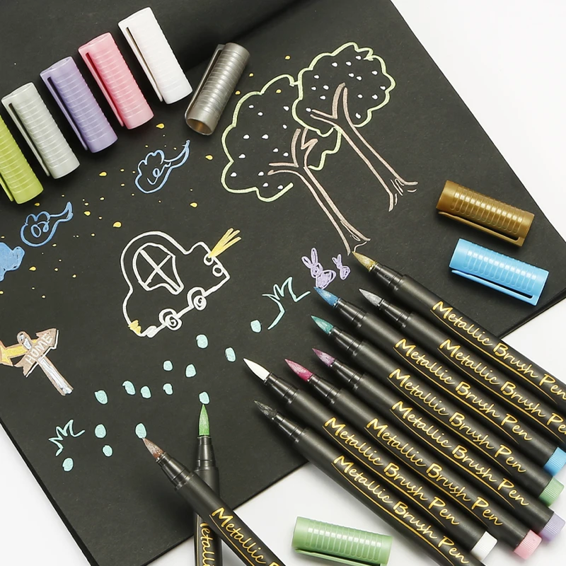 best selling 10 color felt tip erasable metallic permanent marker pens