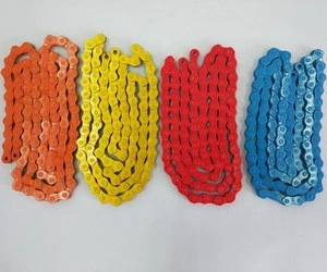 bicycle steel chain 1/2x1/8x92L color blue / red / gold / orange