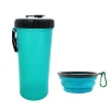 Big Collapsible Silicone portable travel d carrier dog feeder bowl outdoor travel feeder drinking 2 in 1 dog water bottle