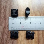 Black Double Holes Oval Bean Cord Lock Stopper Toggles
