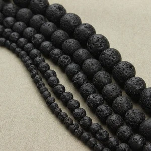Black Lava beads Natural Stone Volcanic Rock Top Quality Round Loose Beads Ball 4/6/8/10/12MM Handmade Jewelry Bracelet Making